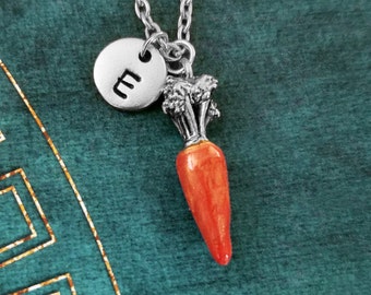 Carrot Necklace VERY SMALL Carrot Charm Necklace Carrot Jewelry Orange Carrot Pendant Necklace Initial Necklace Vegetable Necklace Gift