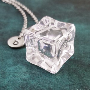Ice Cube Necklace Ice Cube Charm Necklace Block of Ice Necklace Ice Jewelry Ice Cube Pendant Necklace Personalized Jewelry Initial Necklace