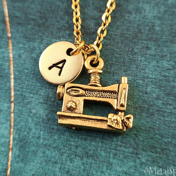 Sewing Machine Necklace Sewing Necklace Sewing Gift Sewing Machine Charm Necklace Sewing Jewelry Sewing Pendant Necklace Initial Necklace