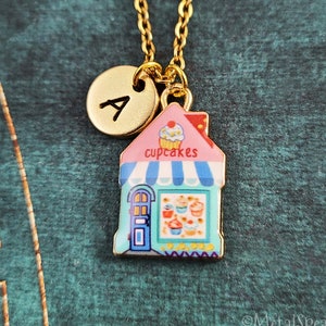 Cupcake Shop Necklace Bakery Necklace Baker Necklace Baking Gift Bakery Charm Necklace Jewelry Cupcake Pendant Necklace Initial Necklace