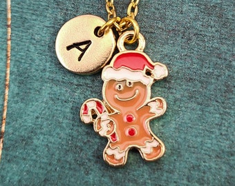 Gingerbread Man Necklace Christmas Jewelry Christmas Necklace Personalized Charm Necklace Gingerbread Pendant Necklace Stocking Stuffer Gift
