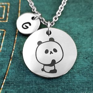 Panda Halskette Panda Schmuck KLEINE Panda Charme Panda Anhänger Halskette Personalisierte Gravur erste Halskette Tier Schmuck Panda Geschenk