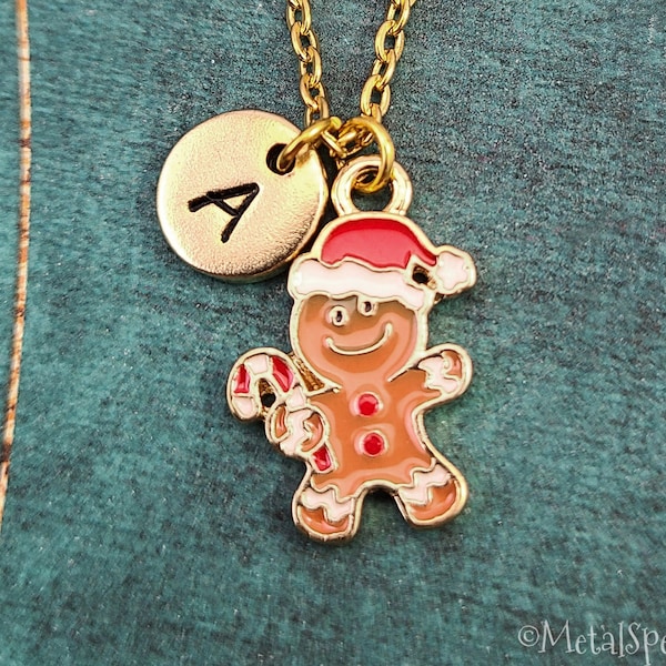 Gingerbread Man Necklace Christmas Jewelry Christmas Necklace Personalized Charm Necklace Gingerbread Pendant Necklace Stocking Stuffer Gift