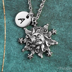 Celestial Sun Necklace SMALL Sun Charm Celestial Jewelry Sun Pendant Necklace Personalized Initial Necklace Sun Gift Celestial Necklace