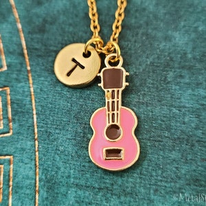 Guitar Necklace SMALL Acoustic Guitar Charm Pink Guitar Pendant Necklace Guitar Jewelry Guitarist Jewelry Music Jewelry Personalized Gift