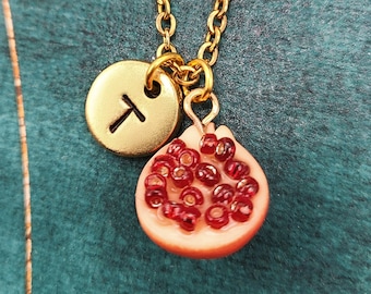 Pomegranate Necklace Pomegranate Jewelry Fruit Jewelry Fruit Necklace Pomegranate Charm Necklace Pendant Necklace Personalized Initial Gift