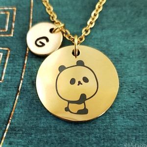 Panda Halskette Panda Schmuck KLEINE Panda Charme Panda Anhänger Halskette Personalisierte Gravur erste Halskette Tier Schmuck Panda Geschenk