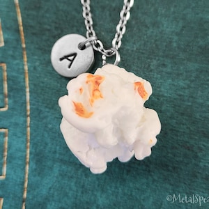 Popcorn Necklace Popcorn Charm Necklace Popcorn Pendant Necklace Food Jewelry Personalized Necklace Initial Necklace Popcorn Gift Movie Gift