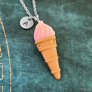 Ice Cream Cone Necklace Strawberry Ice Cream Charm Necklace SMALL Ice Cream Pendant Ice Cream Jewelry Personalized Necklace Initial Gift