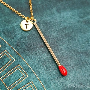 Match Necklace Matchstick Necklace Match Jewelry Fire Jewelry Match Stick Charm Necklace Match Pendant Necklace Personalized Initial Gift