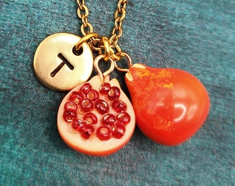 Granatapfel Halskette Granatapfel Schmuck Obst-Schmuck Obst-Halskette Granatapfel-Charme-Halskette Anhänger Halskette Personalisiertes erstes Geschenk