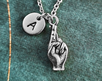 Fingers Crossed Necklace SMALL Fingers Crossed Charm Good Luck Necklace Lucky Jewelry Wish Pendant Necklace Personalized Initial Lucky Gift