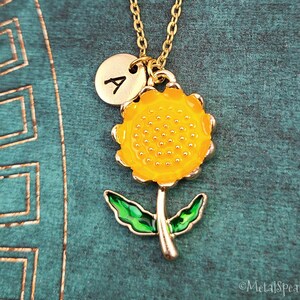 Sunflower Necklace Sunflower Jewelry SMALL Yellow Sunflower Charm Flower Necklace Pendant Necklace Personalized Necklace Initial Necklace