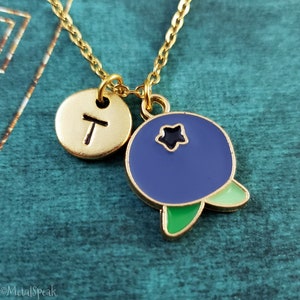Blueberry Necklace SMALL Blueberry Pendant Food Charm Necklace Personalized Initial Fruit Jewelry Gift for Her Women&#39;s Jewelry Under 30
