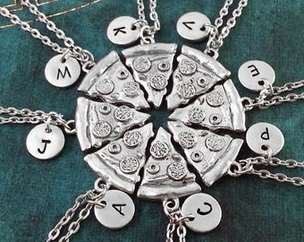 Pizza Friendship Necklaces SET Of 8 Pizza Slices Best Friends Bridesmaid Necklace Pizza Jewelry Pepperoni Pizza Necklace Friendship Necklace