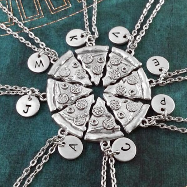 Pizza Friendship Necklaces SET Of 8 Pizza Slices Best Friends Bridesmaid Necklace Pizza Jewelry Pepperoni Pizza Necklace Friendship Necklace