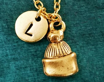 Beanie Necklace SMALL Pom Pom Beanie Charm Necklace Winter Hat Necklace Winter Necklace Winter Jewelry Hat Jewelry Hat Charm Personalized