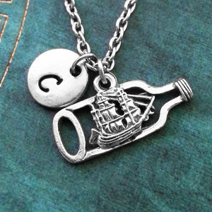 Ship in a Bottle Necklace SMALL Bottled Ship Necklace Ship Jewelry Impossible Bottle Gift Nautical Necklace Nautical Jewelry Boat Necklace