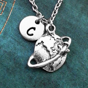 Globe Necklace Silver World Necklace Travel Necklace Earth Necklace Personalized Necklace Pendant Necklace Long Distance Relationship Gift