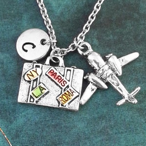 Airplane Necklace Plane Necklace Airplane Jewelry Stewardess Gift Flight Attendant Necklace Pilot Necklace Suitcase Necklace Travel Necklace