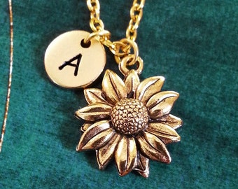 Sunflower Necklace Sunflower Jewelry Personalized Jewelry Flower Girl Necklace Sunflower Charm Necklace Flower Necklace Bridesmaid Necklace