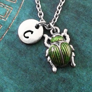 Scarab Necklace VERY SMALL Green Scarab Jewelry Personalized Jewelry Egyptian Jewelry Egyptian Necklace Beetle Necklace Pendant Necklace