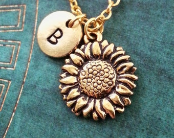 Sunflower Necklace Gold Sunflower Jewelry Personalized Jewelry Bridesmaid Necklace Sunflower Charm Necklace Flower Necklace Flower Jewelry