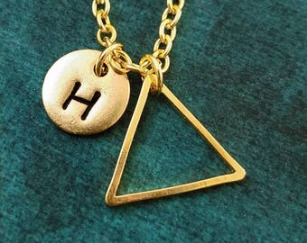Triangle Necklace Triangle Charm Necklace Triangle Jewelry Geometric Necklace Geometry Jewelry Initial Necklace Personalized Jewelry Pendant