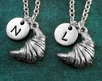 Croissant Necklace SET of 2 SMALL Croissant Charms Best Friend Necklace French Travel Gift Friendship Jewelry Friendship Necklaces Friends
