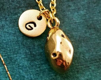 Potato Necklace SMALL Potato Charm Necklace Potato Jewelry Potato Pendant Necklace Potato Gift Personalized Jewelry Custom Initial Christmas