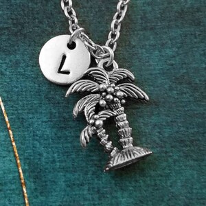 Palm Tree Necklace SMALL Palm Tree Charm Necklace Beach Jewelry Tropical Jewelry Pendant Necklace Personalized Necklace Initial Necklace