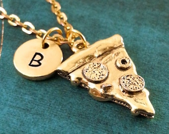 Pizza Necklace Gold Pizza Jewelry Pepperoni Pizza Gift Personalized Jewelry Pizza Slice Necklace Pizza Charm Necklace Bridesmaid Necklace