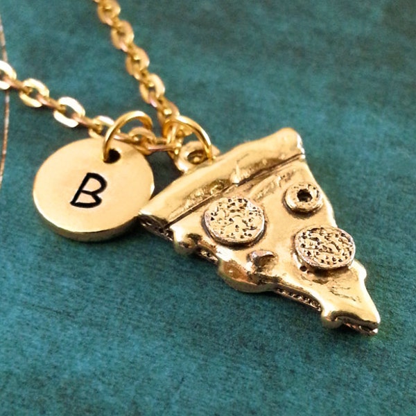 Pizza Necklace Gold Pizza Jewelry Pepperoni Pizza Gift Personalized Jewelry Pizza Slice Necklace Pizza Charm Necklace Bridesmaid Necklace