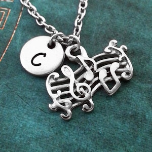 Musical Notes Necklace, Silver Sheet Music Necklace, Treble Clef Necklace, Music Student Gift, Classical Music Gift, Music Teacher Gift