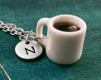 Kaffee Halskette kleine Tasse Kaffeetasse Charme schwarze Kaffeetasse Anhänger Halskette Kaffee-Liebhaber-Geschenk Kaffee Schmuck Halskette personalisierte Geschenk