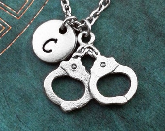 Handcuffs Necklace, SMALL Personalized Necklace Handcuff Pendant Police Officer Gift Cop Necklace Handcuff Necklace Handcuffs Charm Necklace