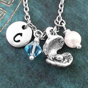 Oyster Necklace VERY SMALL Pearl Necklace World is Your Oyster Jewelry Blue Bead Necklace Graduation Gift Graduation Necklace Sea Necklace