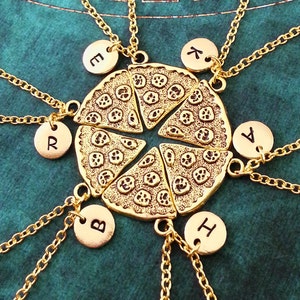Pizza Friendship Necklace Set Of 6 Pizza Slices Personalized Bridesmaid Necklace Gold Pizza Set Whole Pizza Jewelry Pepperoni Pizza Necklace