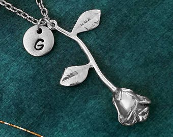 Rose Necklace Rose Charm Necklace Rose Jewelry Rose Pendant Personalized Jewelry Valentine's Day Anniversary Jewelry Girlfriend Necklace