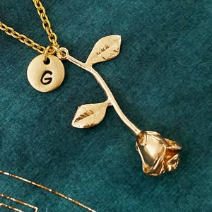 Rose Necklace Rose Charm Necklace Rose Jewelry Rose Pendant Personalized Jewelry Valentine&#39;s Day Anniversary Jewelry Girlfriend Necklace