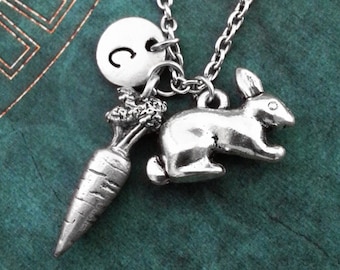 Rabbit Necklace SMALL Easter Bunny Necklace Carrot Necklace Animal Necklace Personalized Necklace Easter Necklace Easter Jewelry Easter Gift