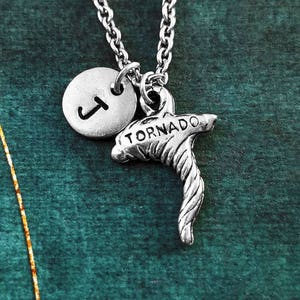 Tornado Necklace SMALL Tornado Charm Necklace Tornado Jewelry Pendant Neckalce Initial Necklace Bad Weather Gift Personalized Necklace