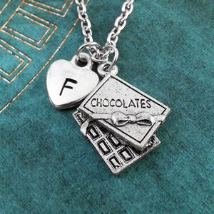 Chocolate Necklace Valentine&#39;s Day Gift Personalized Necklace Heart Pendant Valentine&#39;s Day Jewelry Chocolate Bar Gift Chocolate Lover Gift