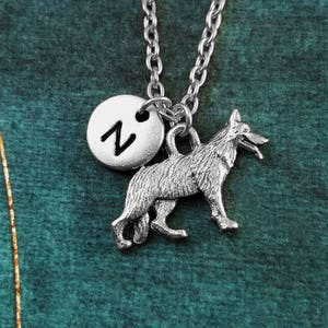 German Shepherd Necklace Dog Necklace Dog Jewelry German Shepherd Charm Necklace Pendant Necklace Initial Necklace Personalized Jewelry Gift