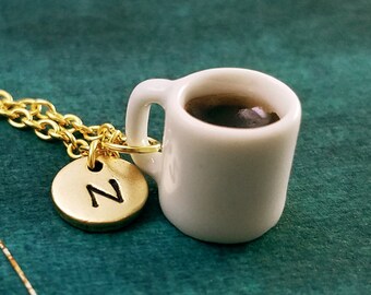 Kaffee Halskette kleine Tasse Kaffeetasse Charme schwarze Kaffeetasse Anhänger Halskette Kaffee-Liebhaber-Geschenk für Mama Muttertag Halskette personalisiert