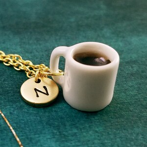 Coffee Necklace SMALL Cup of Coffee Cup Charm Black Coffee Mug Pendant Necklace Coffee Lover Gift for Mom Mother's Day Necklace Personalized