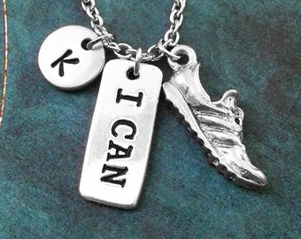 Tennis Shoe Necklace SMALL Sneaker Necklace Sneakers Jewelry Sneaker Charm Necklace Running Gift Runner Jewelry I Can Motivational Exercise