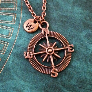 Compass Necklace Copper Compass Jewelry Personalized Jewelry Compass Pendant Necklace Long Distance Relationship Gift Bridesmaid Necklace