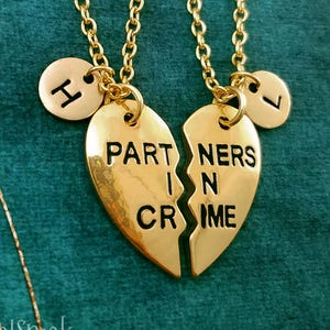 Partners in Crime Necklace SET of 2 Broken Heart Necklaces Sisters Necklace Gift Best Friend Necklace Friendship Necklace Friendship Jewelry