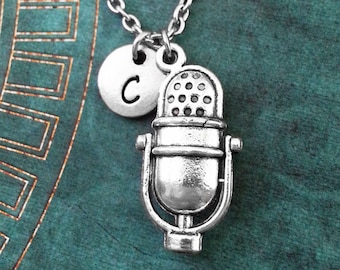 Microphone Necklace, SMALL Mic Necklace, Personalized Jewelry, Broadcasting Gift, Radio Necklace, Radio Jewelry Musician Gift Music Necklace